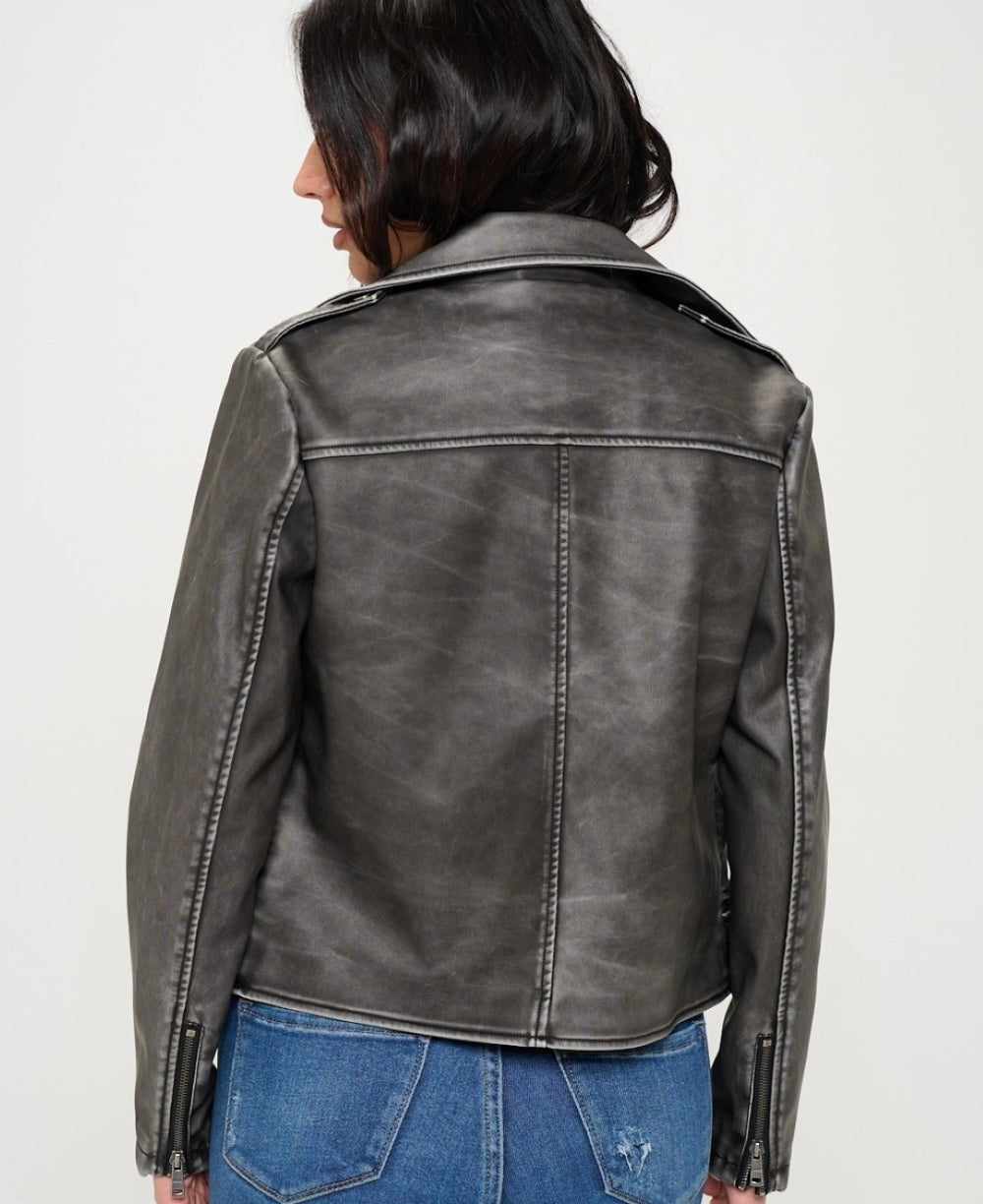Coalition LA Zip Up Biker Jacket with Belt