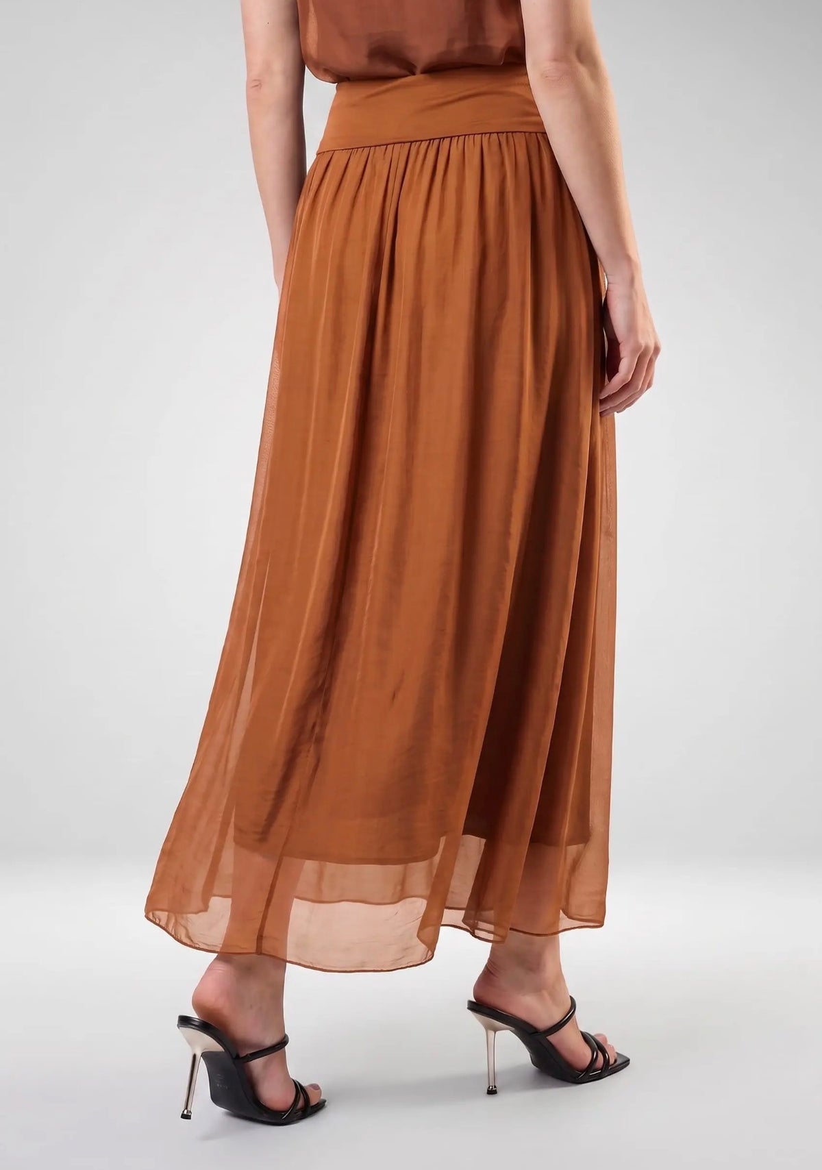 Italian Silk Foldover Waist Skirt (Rust)