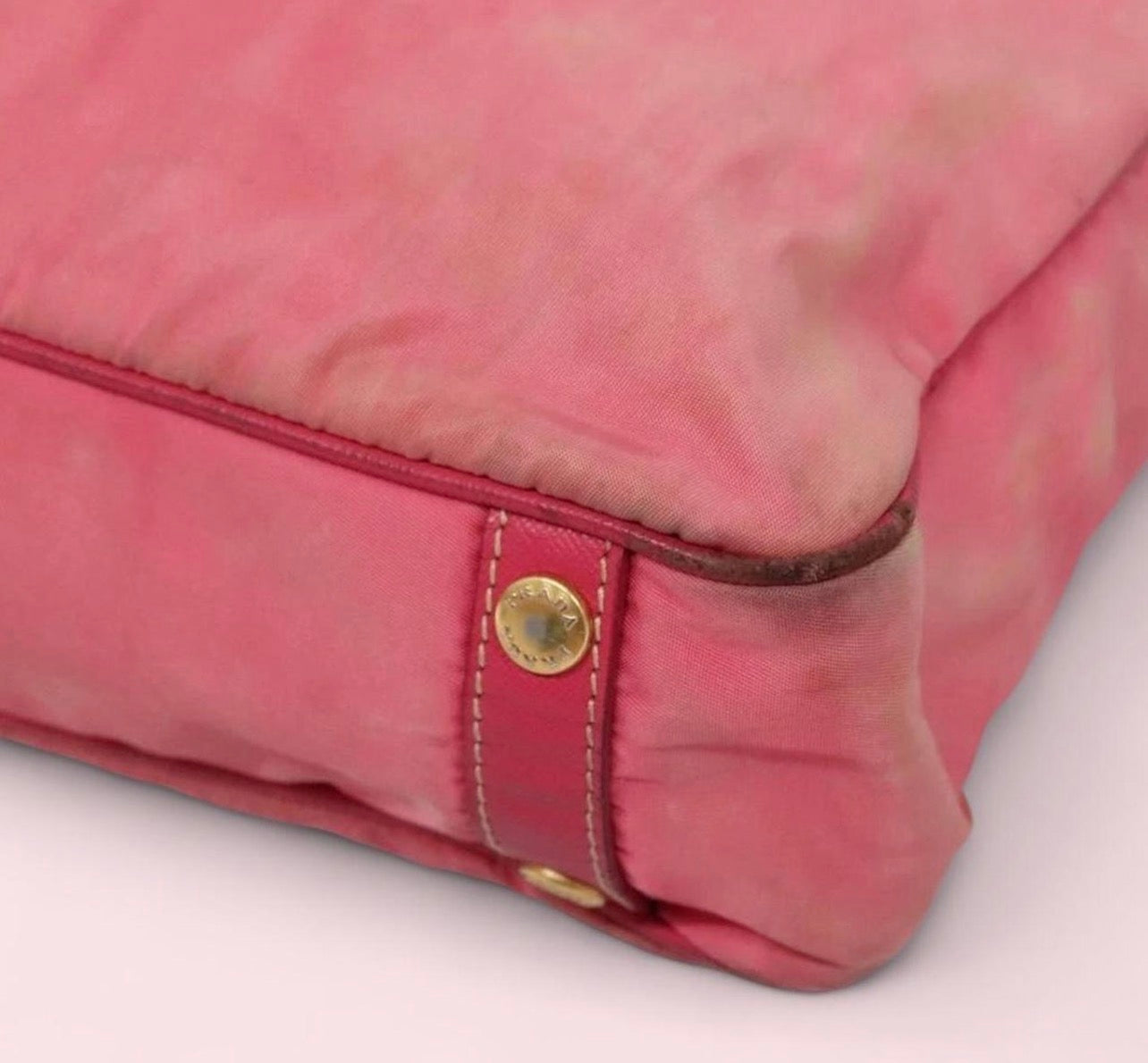 Authentic PRADA Tote Bag Nylon 2way Pink Gold