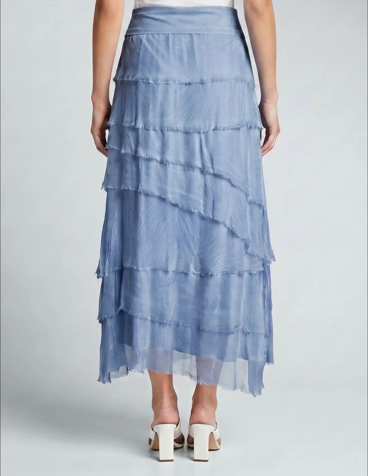 Italian Silk Ruffle Skirt (Jean Color)