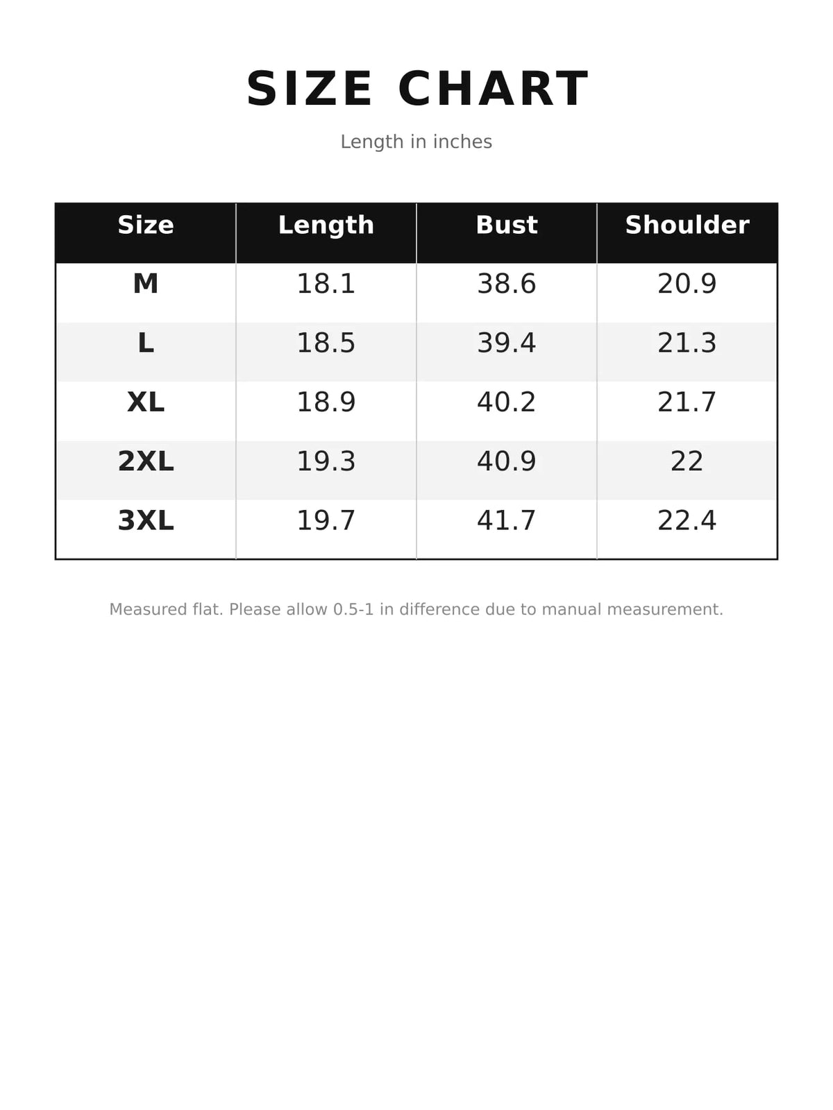 Size chart for cropped zip-up hoodie: M-3XL lengths, bust, and shoulder measurements.