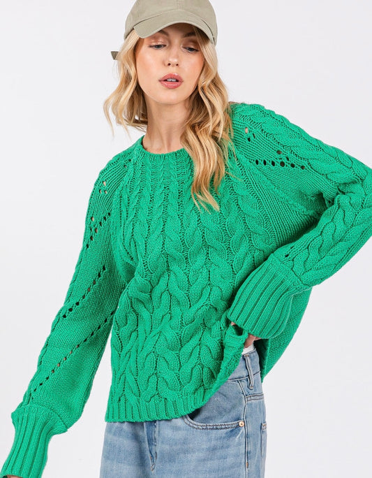 SAGE + FIG Cable-Knit Long Sleeve Sweater