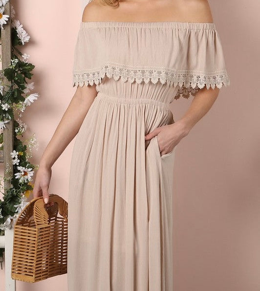 Off the Shoulder Flowy Maxi Dress