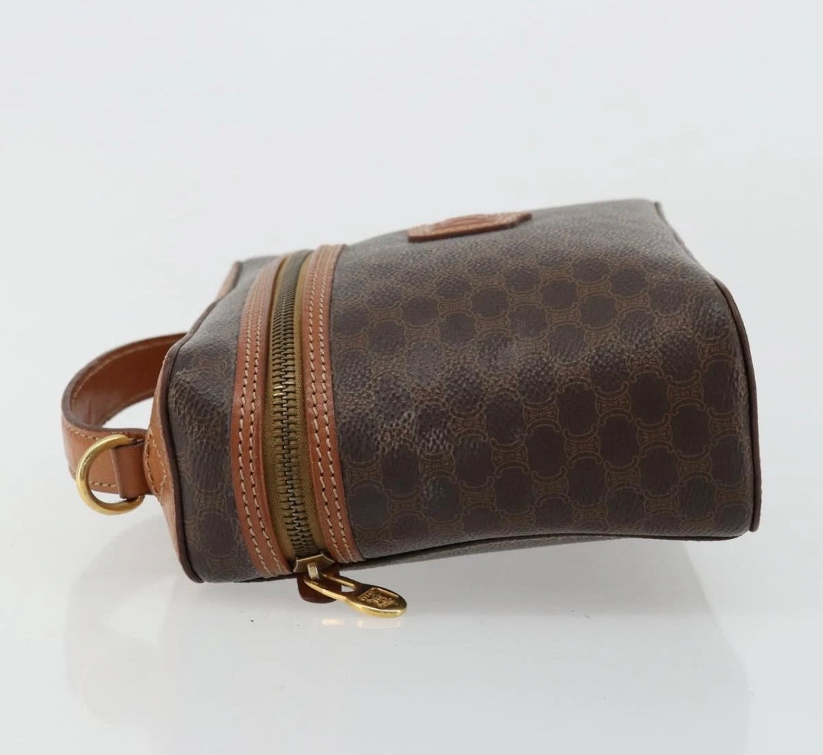 1995 CELINE Macadam Canvas Vanity Hand Bag PVC Leather