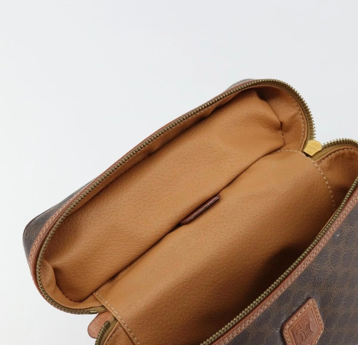 1995 CELINE Macadam Canvas Vanity Hand Bag PVC Leather