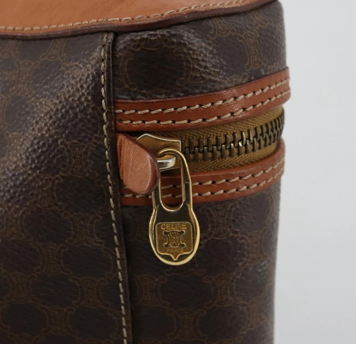 1995 CELINE Macadam Canvas Vanity Hand Bag PVC Leather
