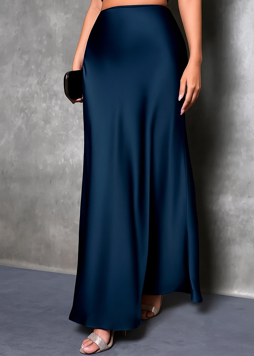 Satin High Waist Maxi Skirt