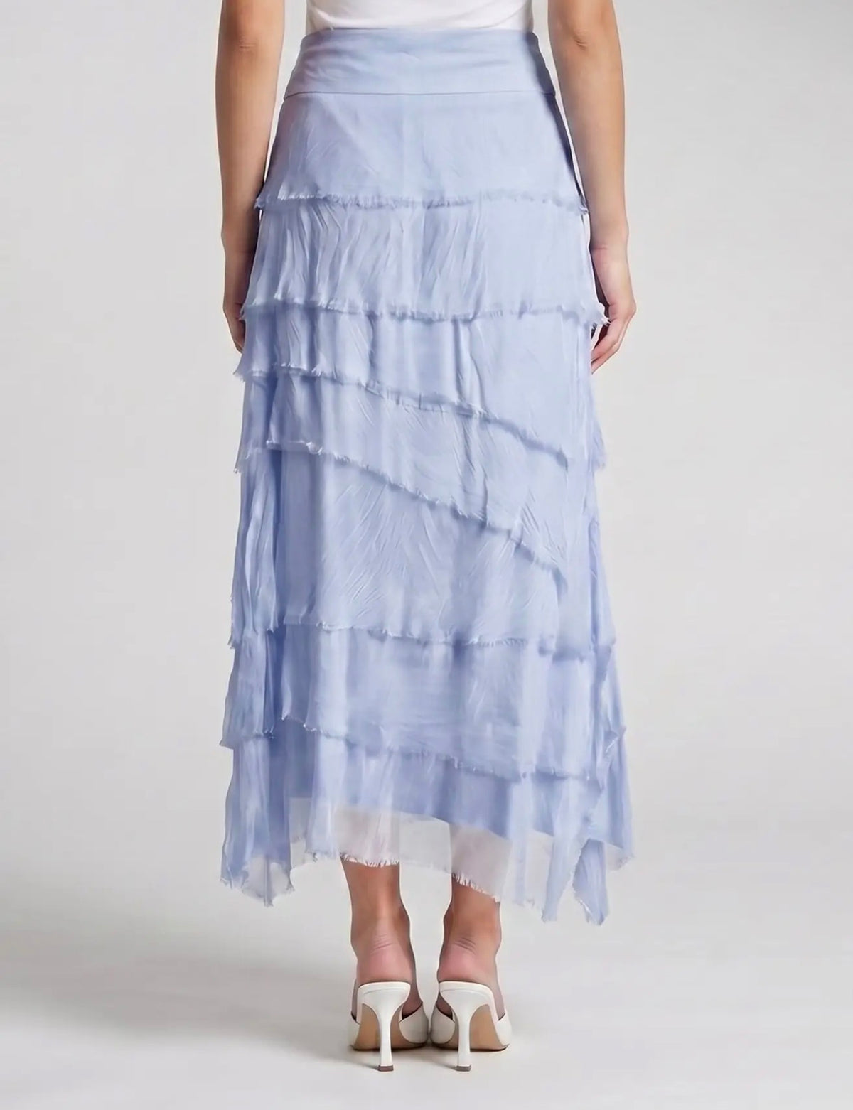 Italian Silk Ruffle Skirt (Celestial Blue)