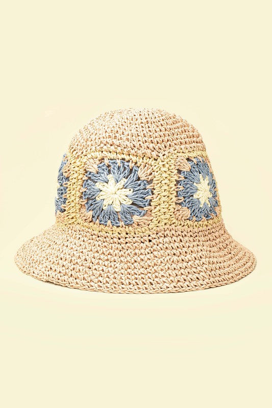 Packable crochet square bucket hat