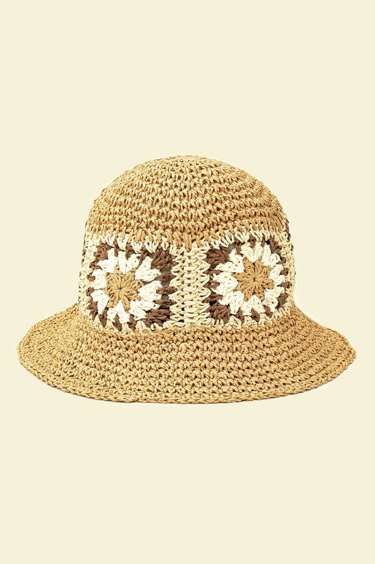 Packable crochet square bucket hat