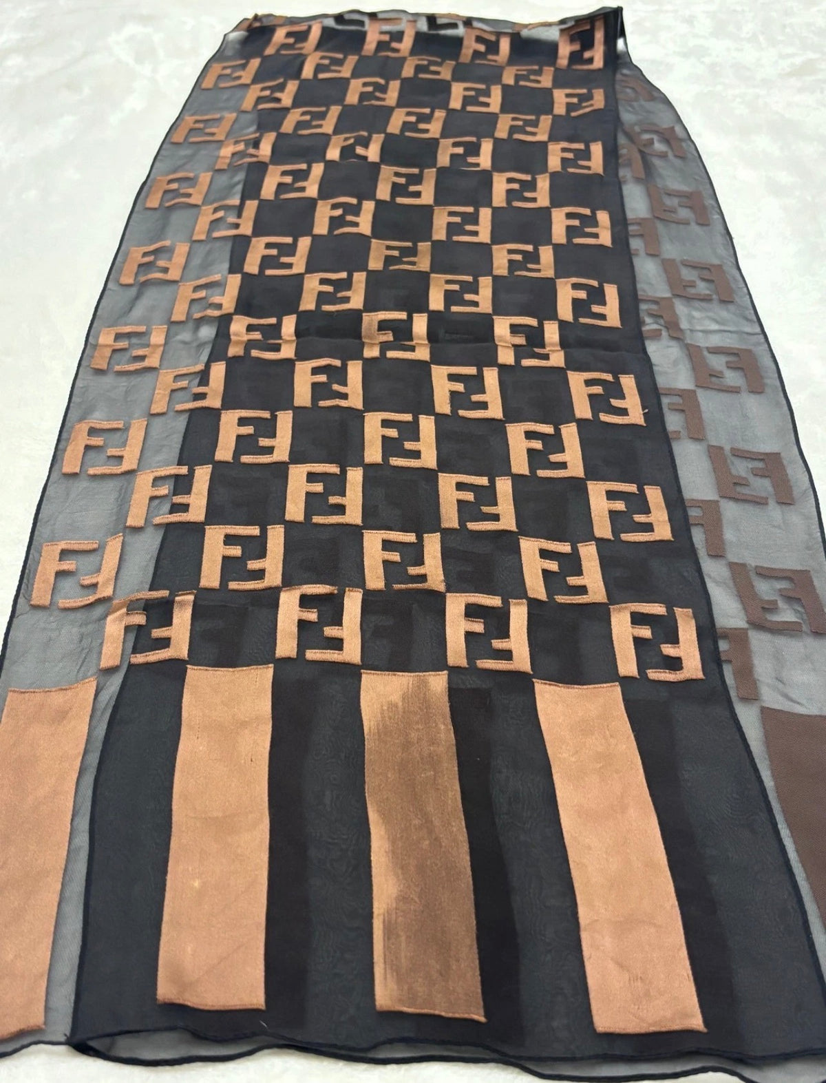 Vintage FENDI FF Logo Silk Scarf