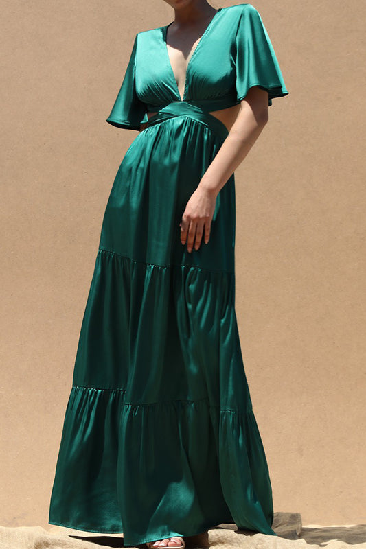 Short Sleeve Hunter Green Maxi