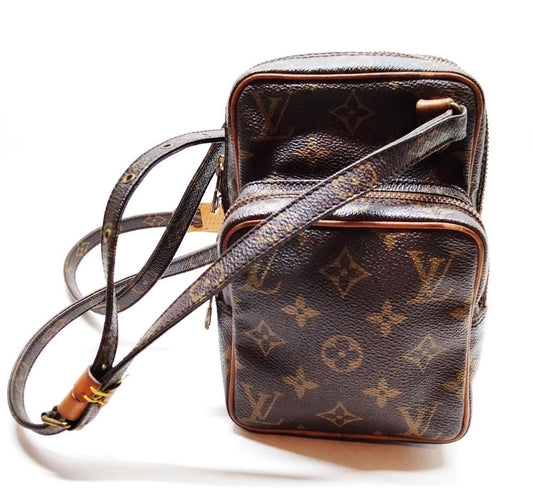 Mini Amazon crossbody bag with brown Louis Vuitton monogram canvas and adjustable strap