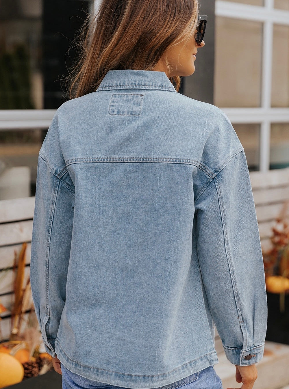 Button Down Collared Denim Jacket