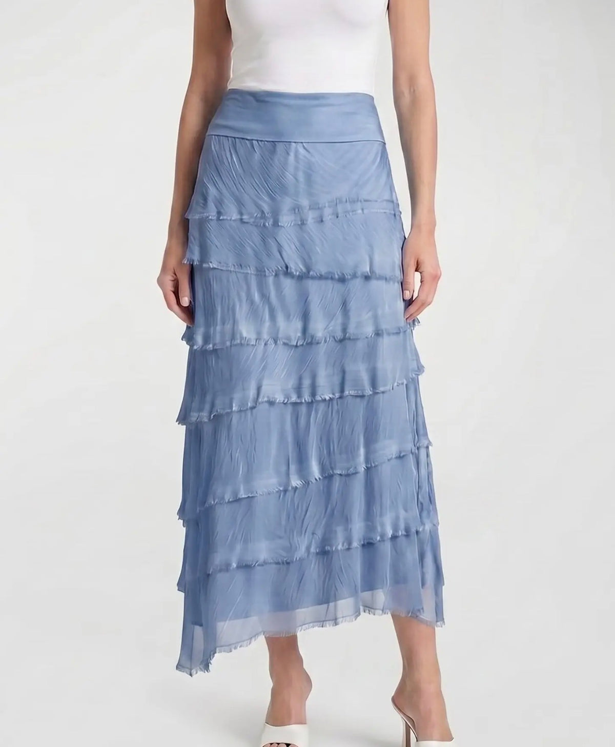 Italian Silk Ruffle Skirt (Jean Color)