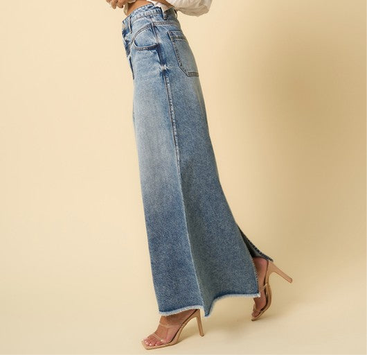 HIGH RISE FLARED MAXI SKIRT