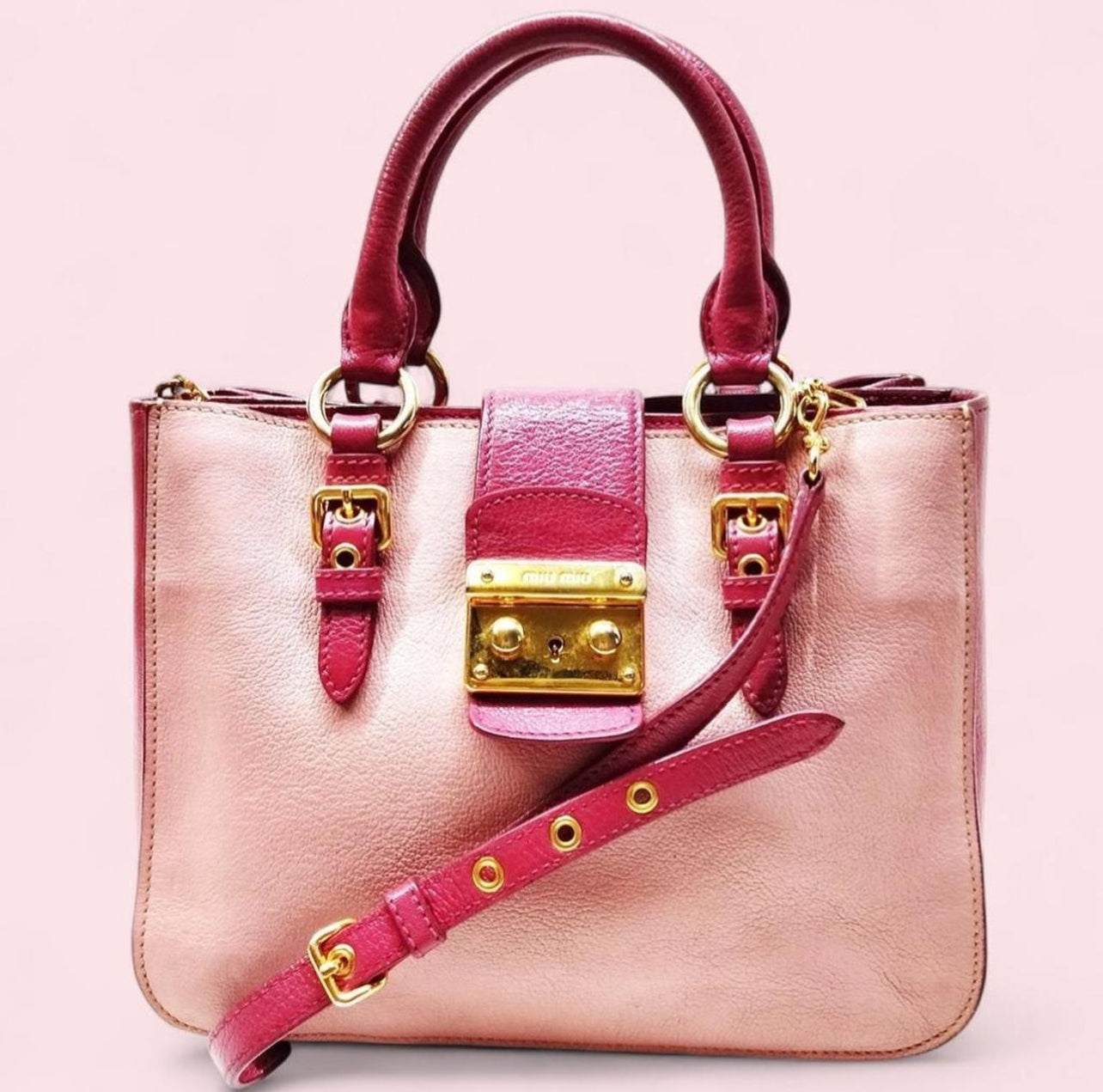 Miu Miu pink leather shoulder bag