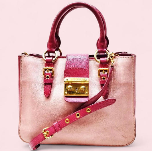 Miu Miu pink leather shoulder bag
