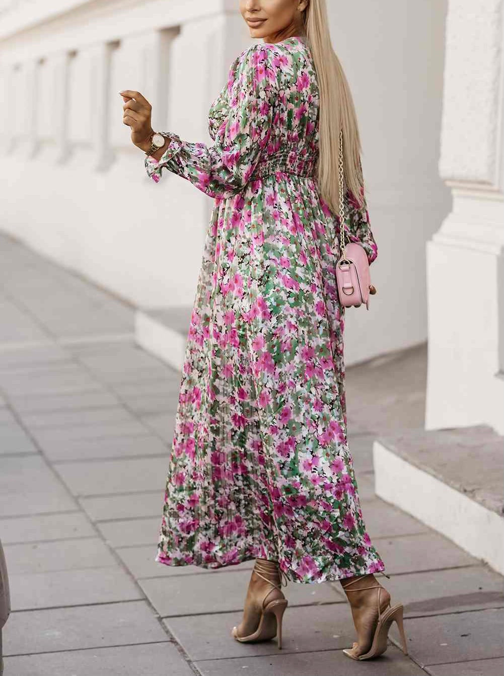 Floral Deep V Maxi Dress