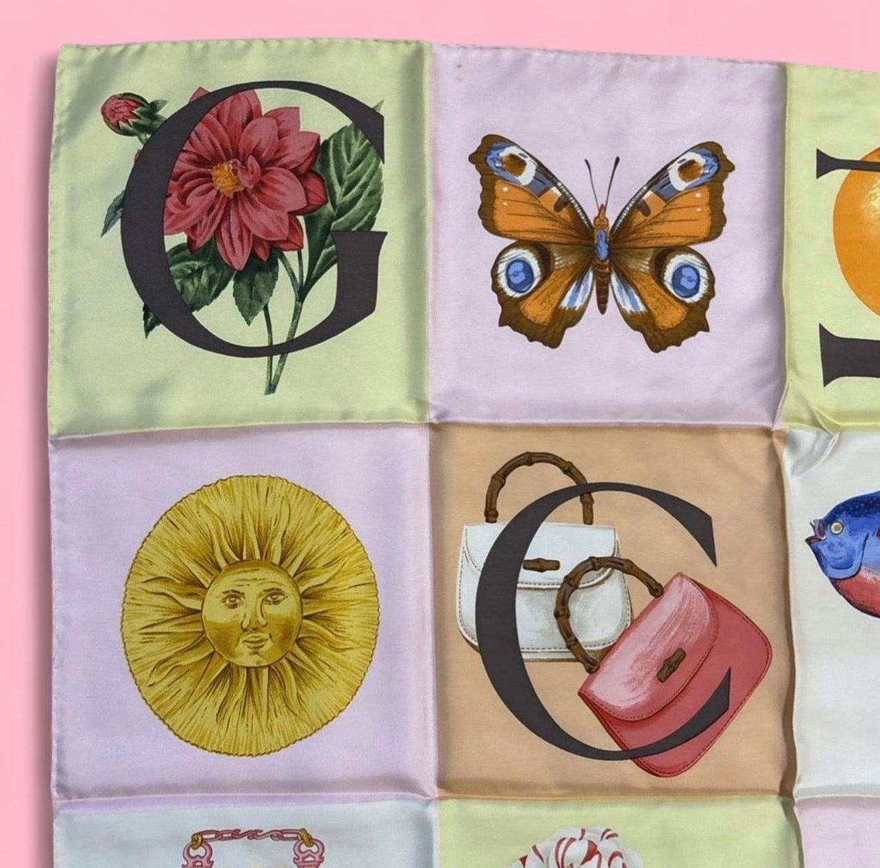 {RARE} Gucci Alphabet Silk Scarf