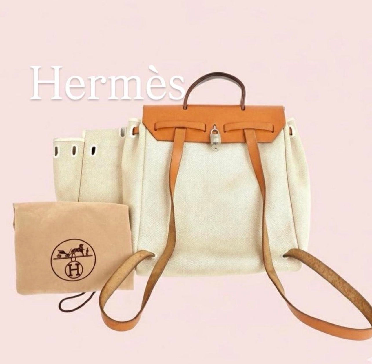 Authentic Vintage Hermès Her Bag PM Backpack Rucksack Silver Hardware