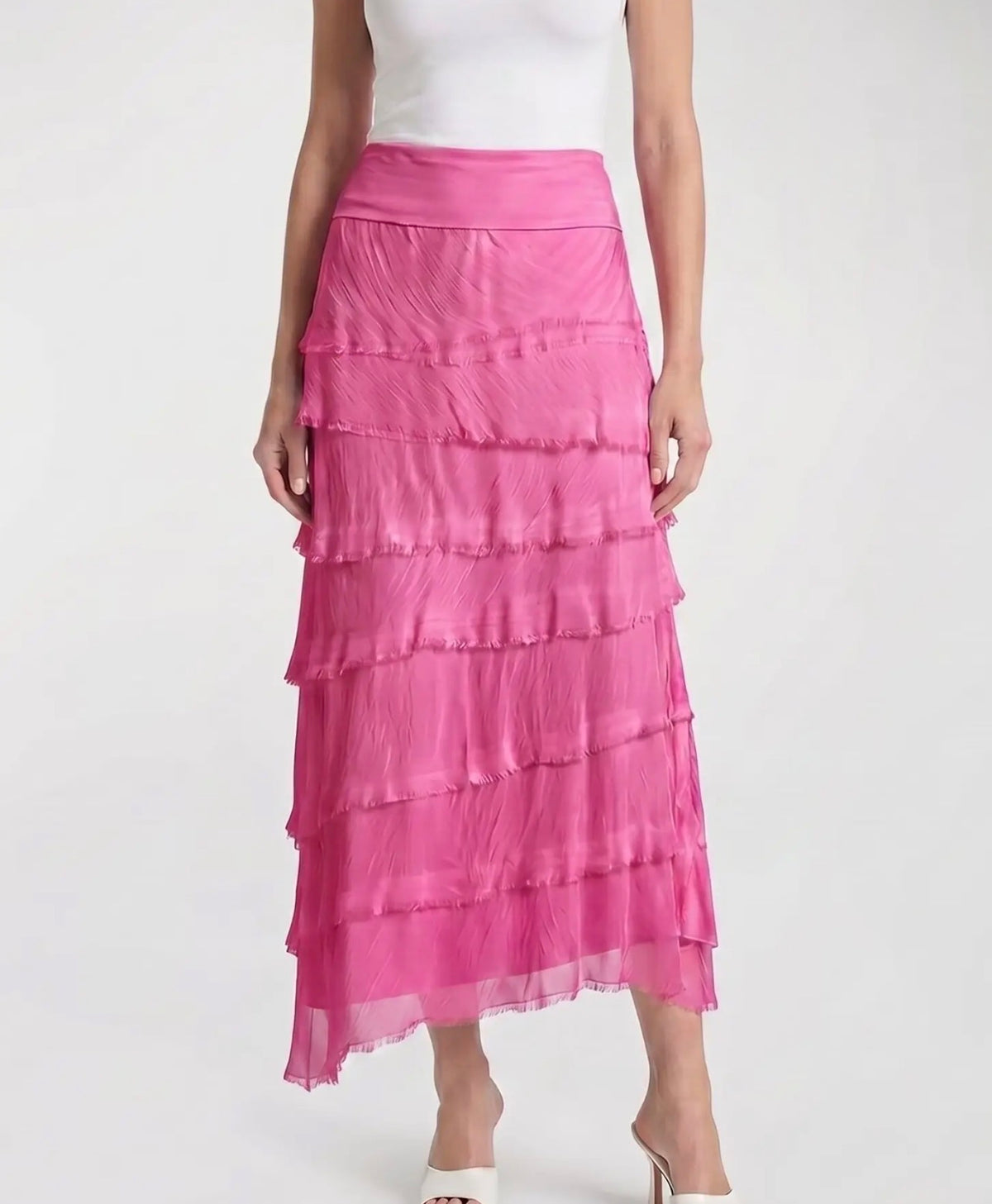 Italian Silk Ruffle Skirt (Pink)