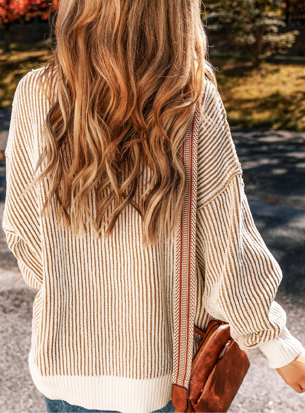 Round Neck Dropped Shoulder Sweater