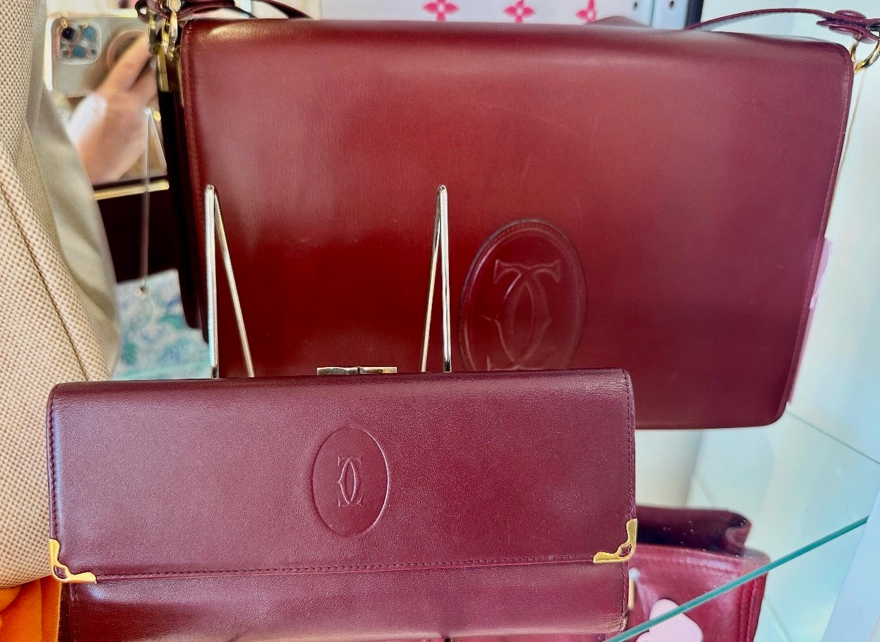 Vintage Cartier CC Emblem Leather Long Wallet