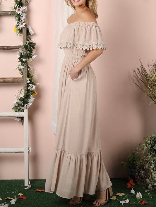 Off the Shoulder Flowy Maxi Dress