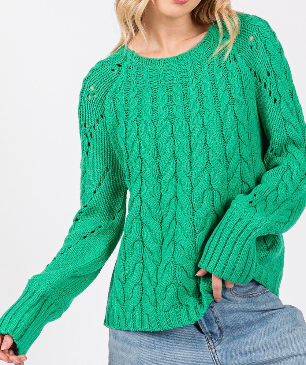 SAGE + FIG Cable-Knit Long Sleeve Sweater