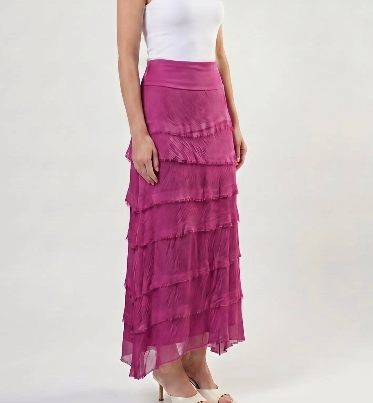 Italian Silk Ruffle Skirt (Orchid)