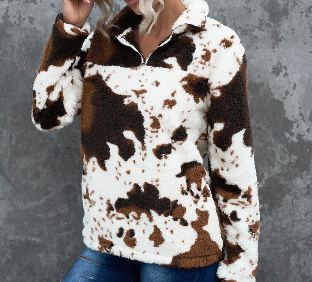 Quarter-Zip Long Sleeve Teddy Sweatshirt