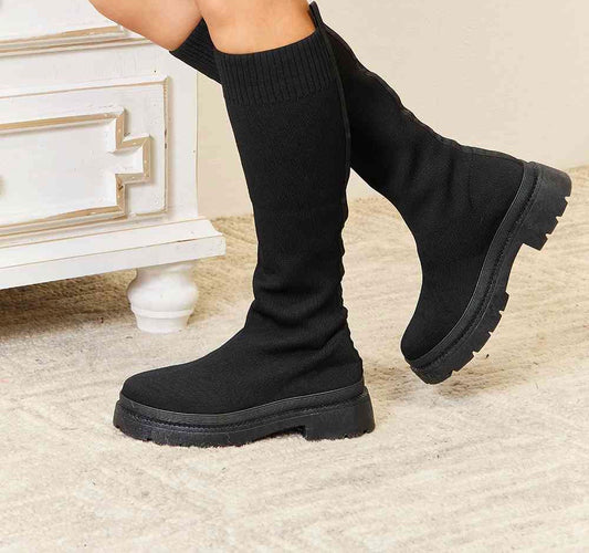 WILD DIVA Footwear Knee High Platform Sock Boots