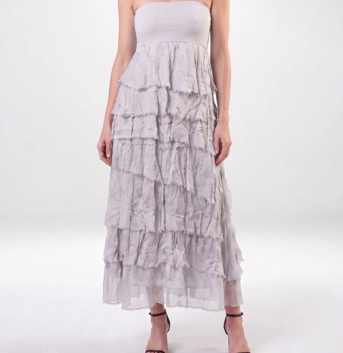 Italian Silk Ruffle Skirt (Pearl)