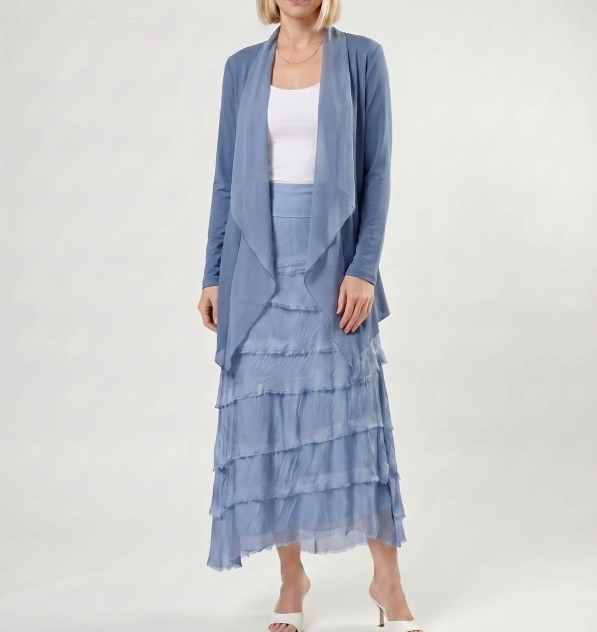 Italian Silk Ruffle Skirt (Jean Color)