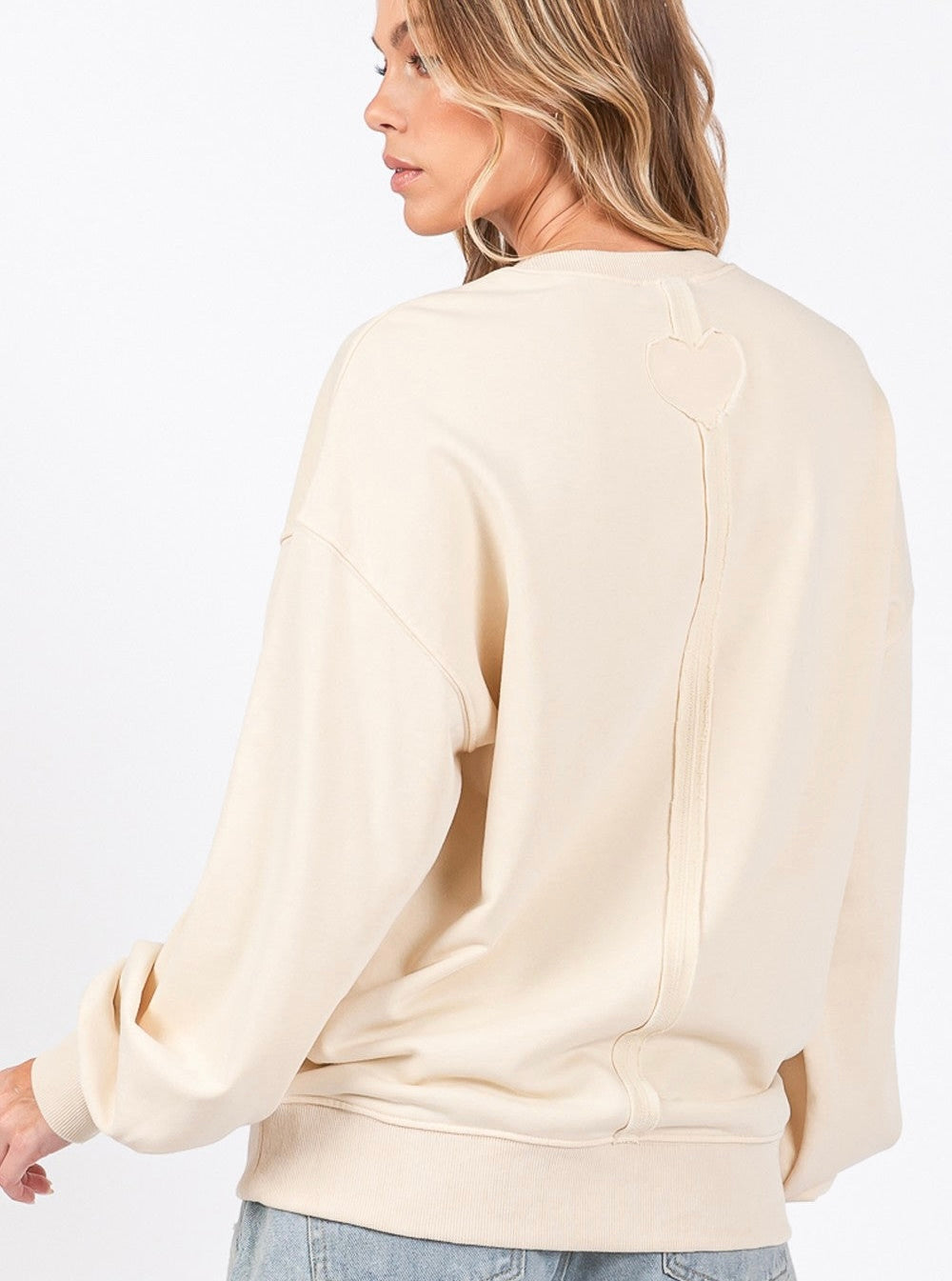 SAGE + FIG LOVE Path Applique Drop Shoulder Sweatshirt