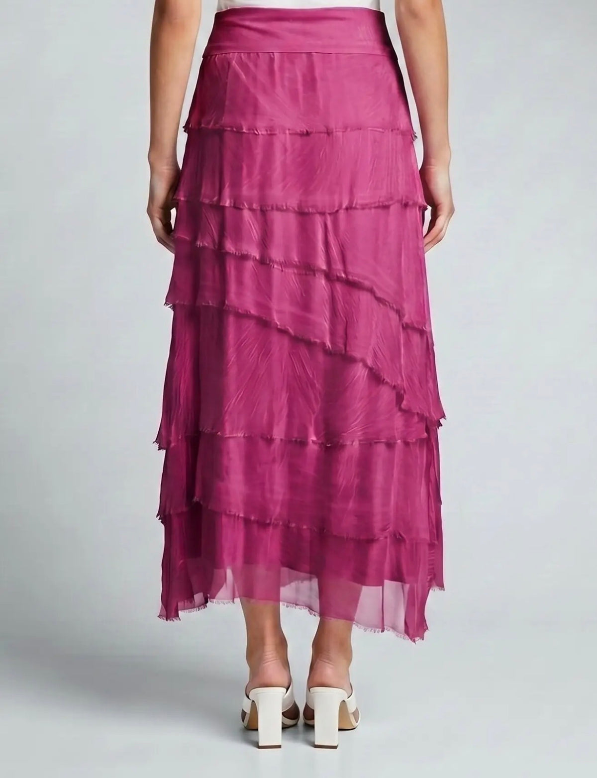 Italian Silk Ruffle Skirt (Orchid)
