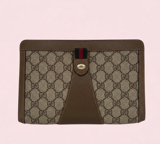 Gucci Vintage GG PVC Sherry Line Clutch bag- Authentic