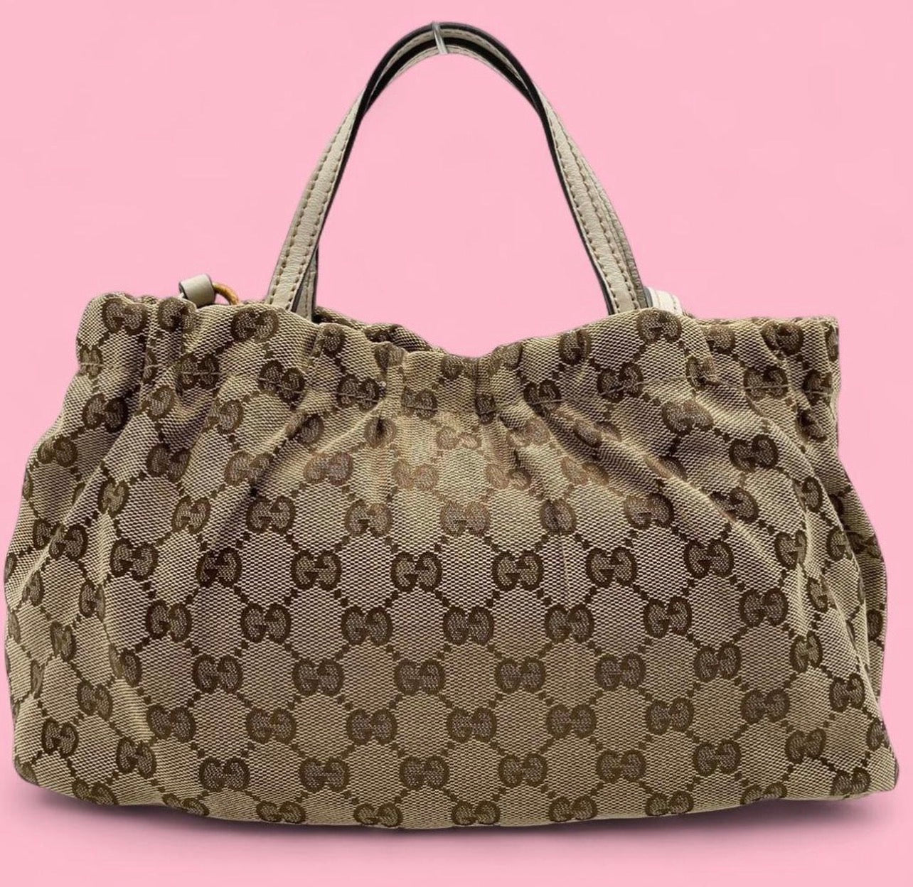 GUCCI Heart Crest GG Canvas Leather 2way Bag
