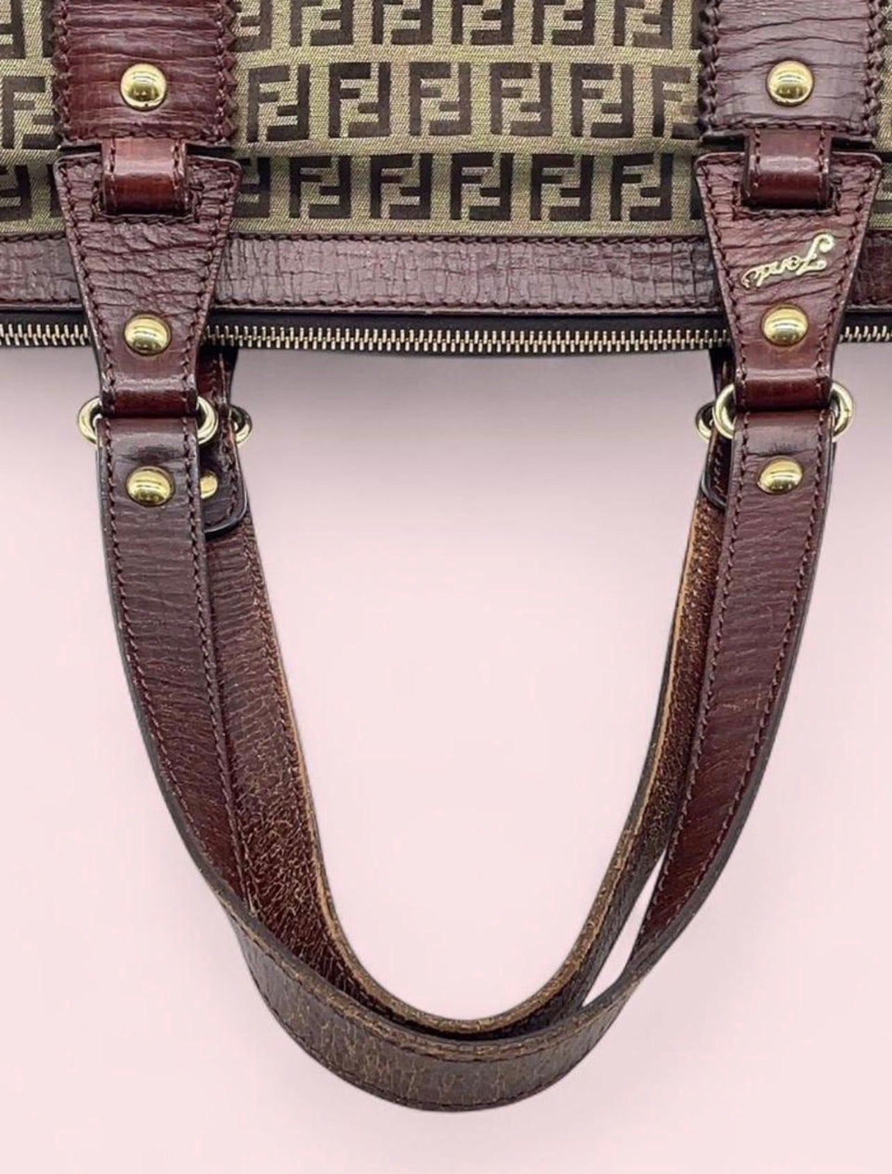 Pre-loved Fendi brown leather tote bag with gold hardware