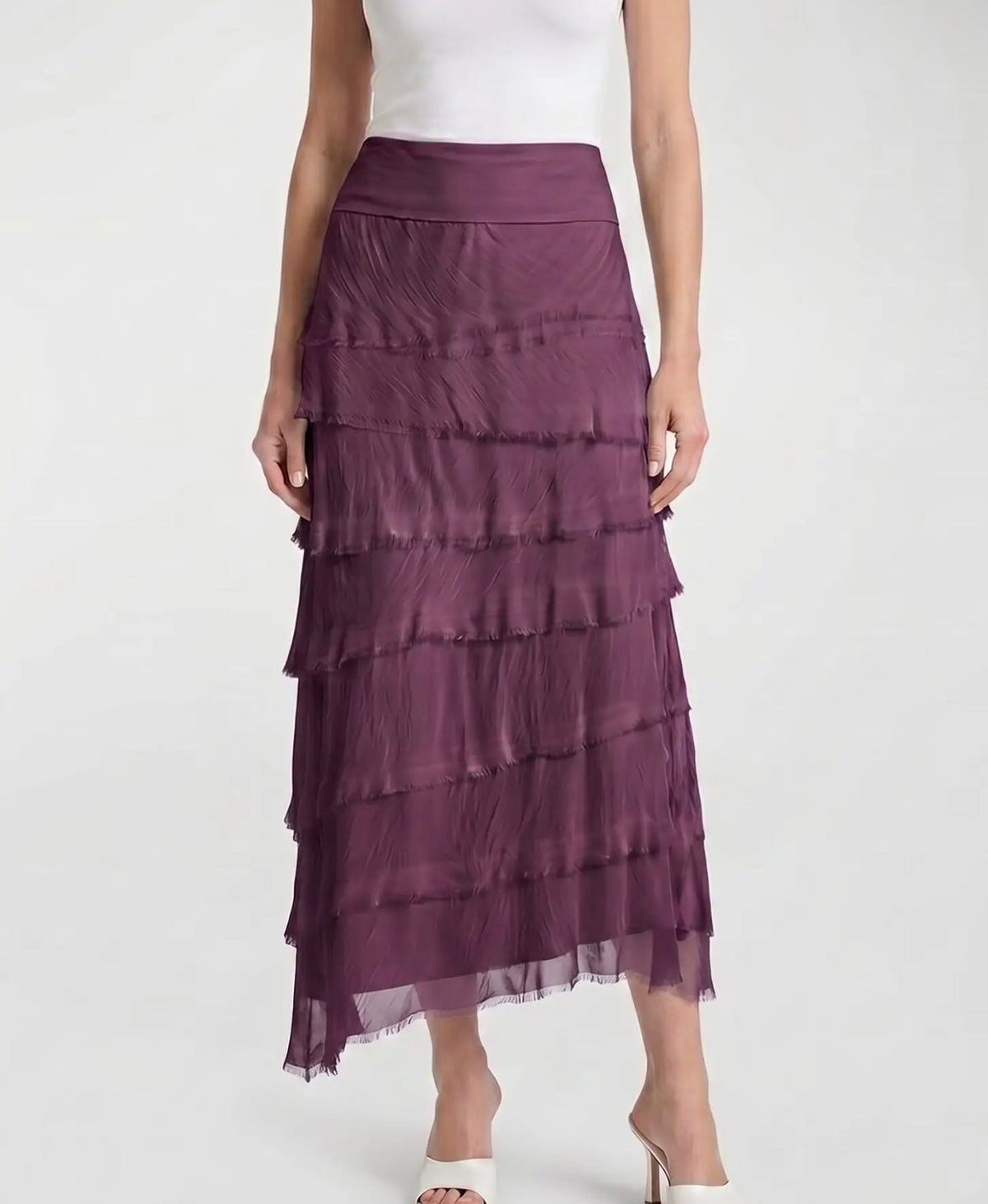 Italian Silk Ruffle Skirt (Eggplant)