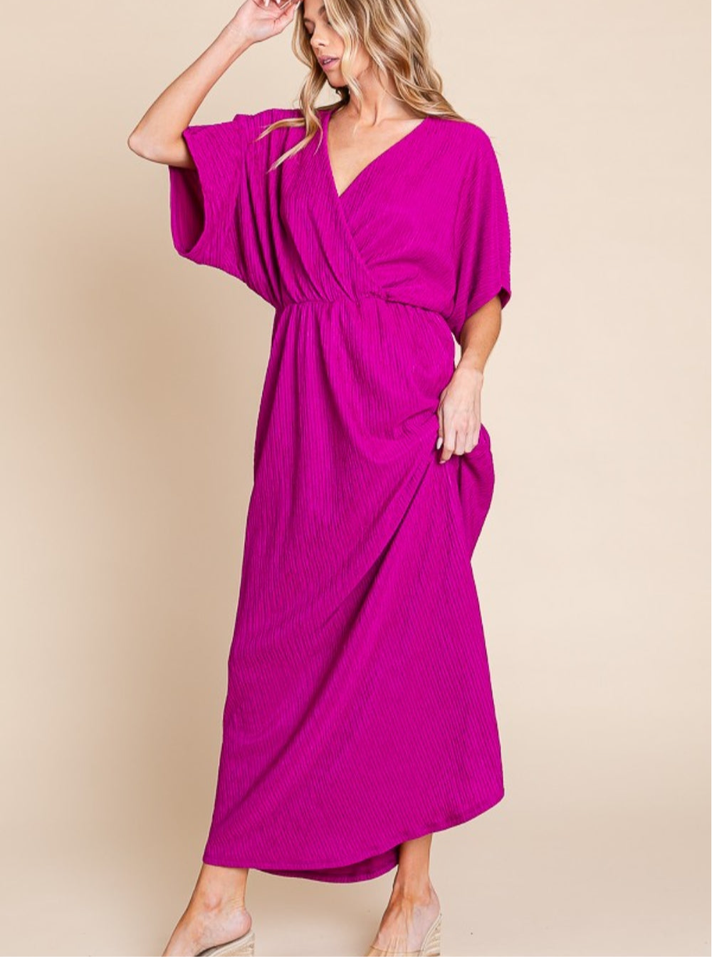 BOMBOM Surplice Maxi Dress with Pockets