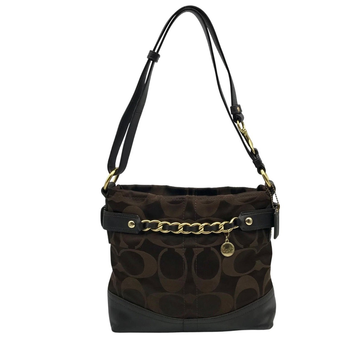 Pre-loved Coach Signature Sateen Chain Duffle / Convertible Bag