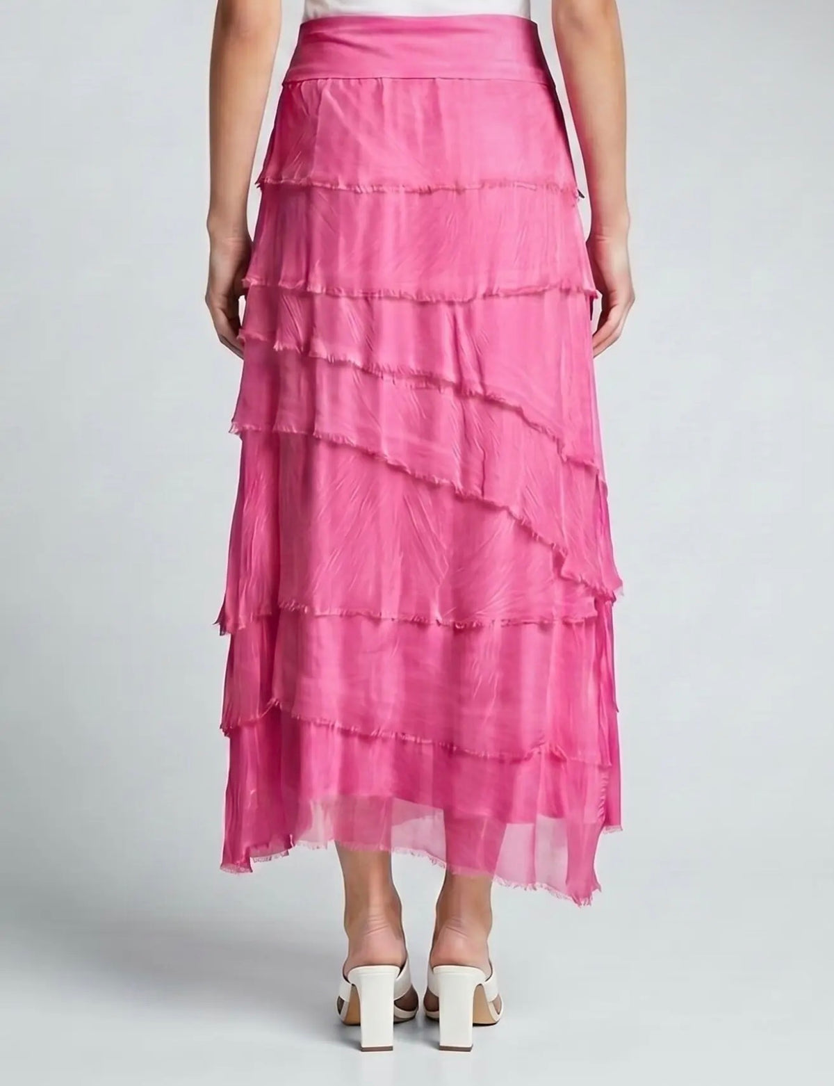 Italian Silk Ruffle Skirt (Pink)