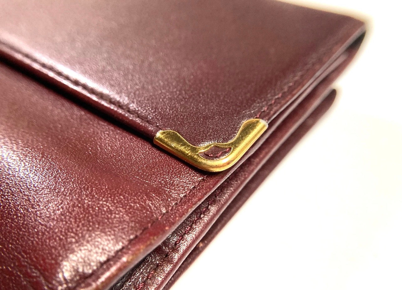 Vintage Cartier CC Emblem Leather Long Wallet
