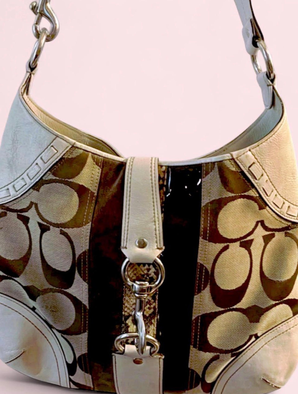 Vintage Coach Signature Python Stripe Ergo / Hamptons Hobo Bag