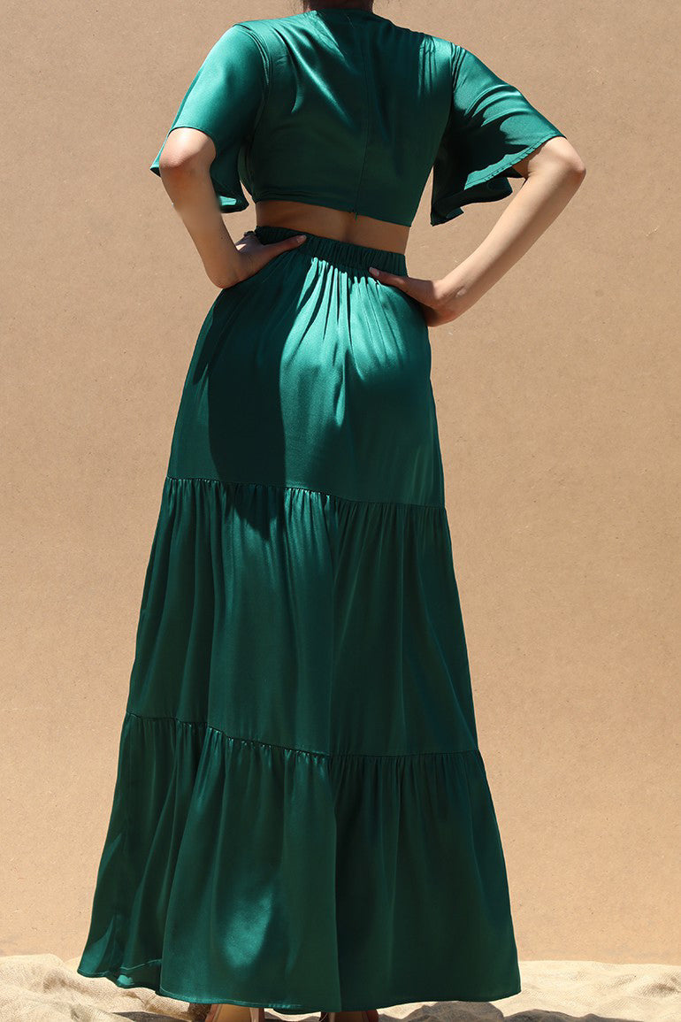 Short Sleeve Hunter Green Maxi