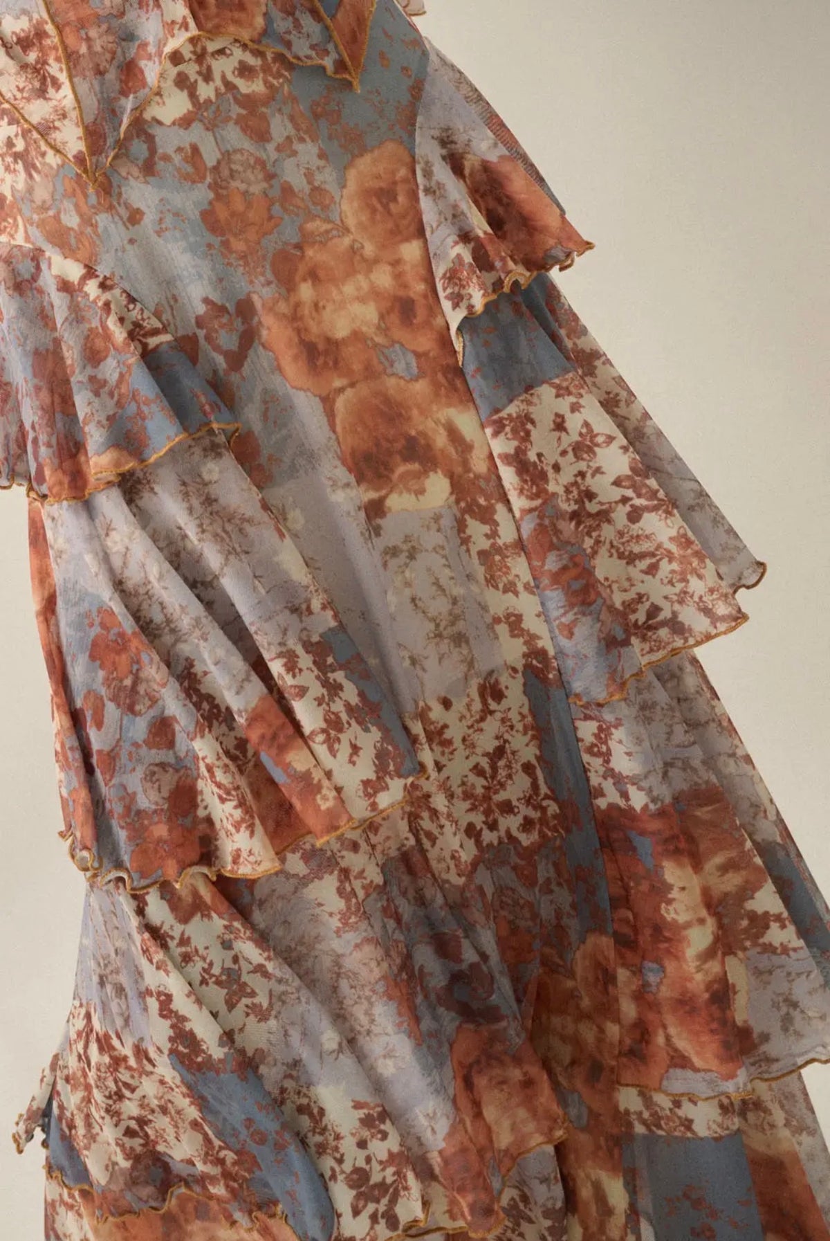 Boho Luxe Floral Mesh Bell-Sleeve Top & Skirt Set