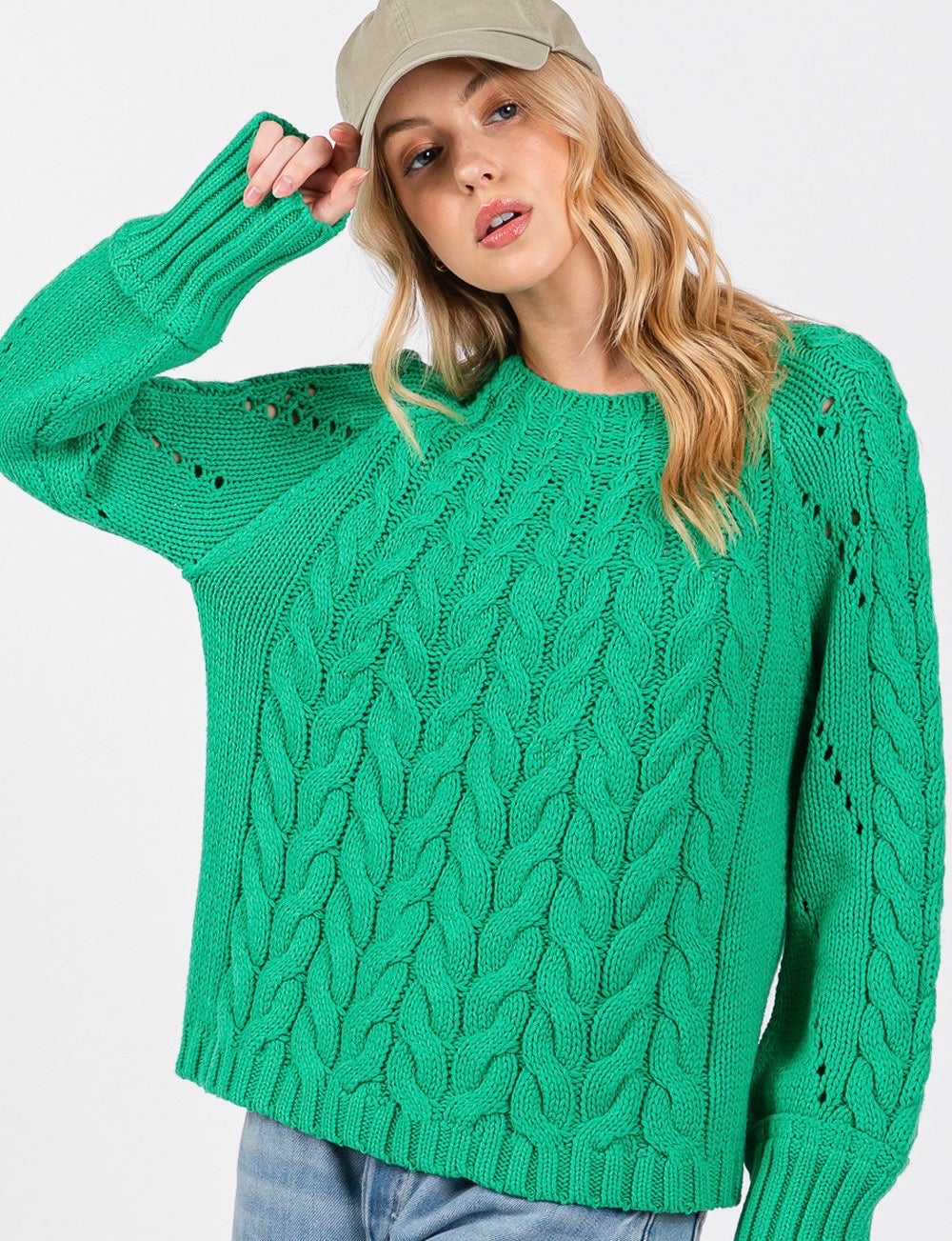 SAGE + FIG Cable-Knit Long Sleeve Sweater