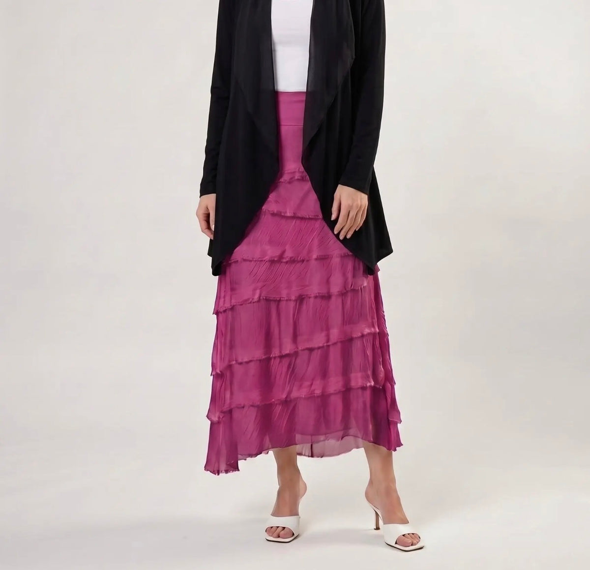 Italian Silk Ruffle Skirt (Orchid)